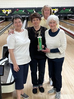 “Team Amsoil 2023-2024 Crystal Bowlerettes’ Champions of the Thursday afternoon league at Crystal Lanes. Pictured are, from left, Faith Peterson, Julie Bean, Carol Olson and Cindy Herman in the back. (Submitted photo)