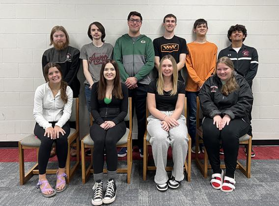 Pictured are, standing from left, Gabe Belanger, Caleb Reinke, Anthony Kurtz, Quinn Premo, Liam Johnson and Gabe Quevedo. Seated from left, Tatum Clark, Claire Zaupa, Leah Feldhausen and Dalaney Wagne. (Not pictured Jonnie Ketola) (Submitted photo.)