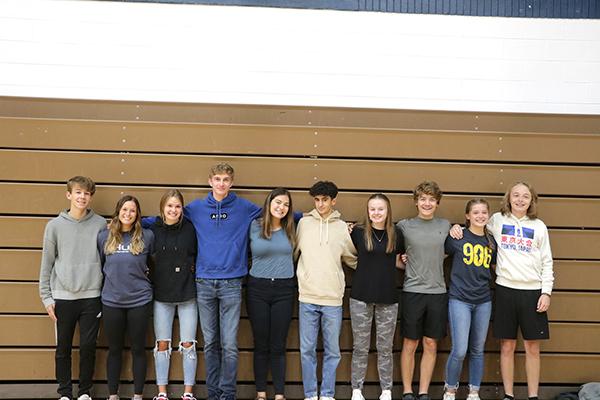 The WIC Homecoming Court consists of, from left, seniors Landon Sundelius, Madison Berutti, Teagan Leonarduzzi and Dylan Nodurft; juniors Alexis Razo and Jose Cubillo; sophomores Haiden Gill and Jonathan Swenski; and freshmen Julia Swenski and Charlie James. (submitted photo)
