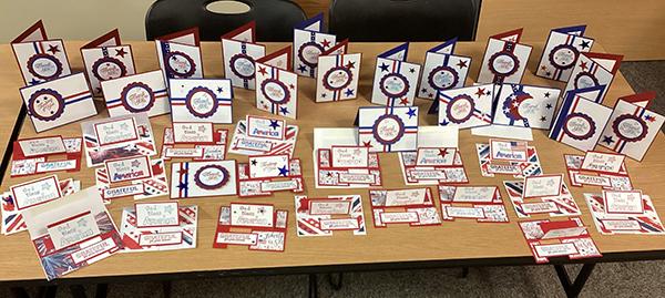 The Iron River Rubber Stamping group made and donated cards to honor veterans for Veteran’s Day. Card makings supplies were donated by Sharon Campbell and Chris Piette. Victoria, Sandra, Kathy B, Peggy, Bobbi, Darcy, Kathy A, Betty, Carole, Lisa, Jenni, Bea and Mary created the different cards. They will be donated to the Oscar G. Johnson Medical Center in Iron Mountain. Kathy Ball will be delivering them for the group. (submitted photo)