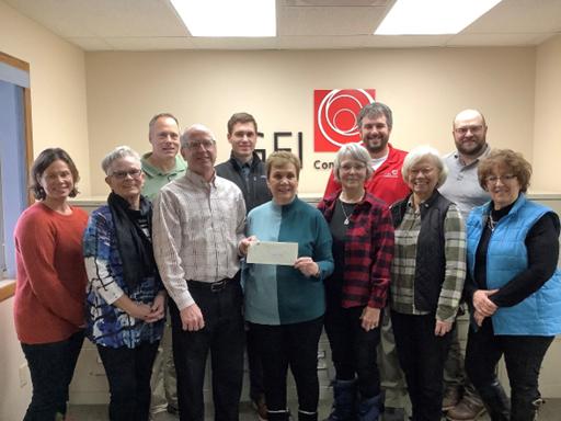Pictured are GEI employees Jeff Bal, Rob Ward, Will Toivonen, Ryan Morgan and Nathaniel Kudwa, and Locker Lunch volunteers,  Jackie Judd, Marla Busakowski, Sue Fritz, Sue Petersen, Chris Shamion and Deb Bomaster. (submitted photo)