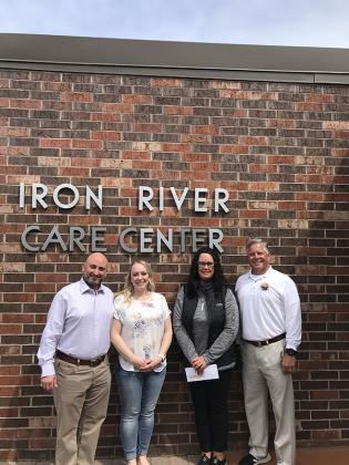 Pictured are, from left, Benjamin and Kerry Friedman (Iron River Care Center owners), Jill Sabotta (IAHF Board member and golf tournament coordinator) and Lyle Smithson (IAHF Director). (submitted photo)