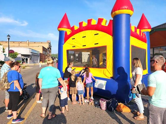 Community kids take advantage of the fun activities offered at the Back to School Block Party hosted by Contrast Coffee and the Stambaugh Elementary Parent Teacher Organization on Aug 18.
