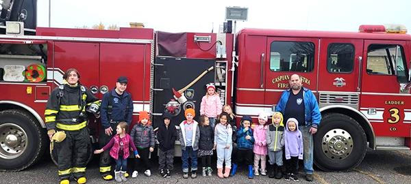 Caspian Gaastra Fire Department volunteered their time with Bates preschoolers ~ Submitted photos~